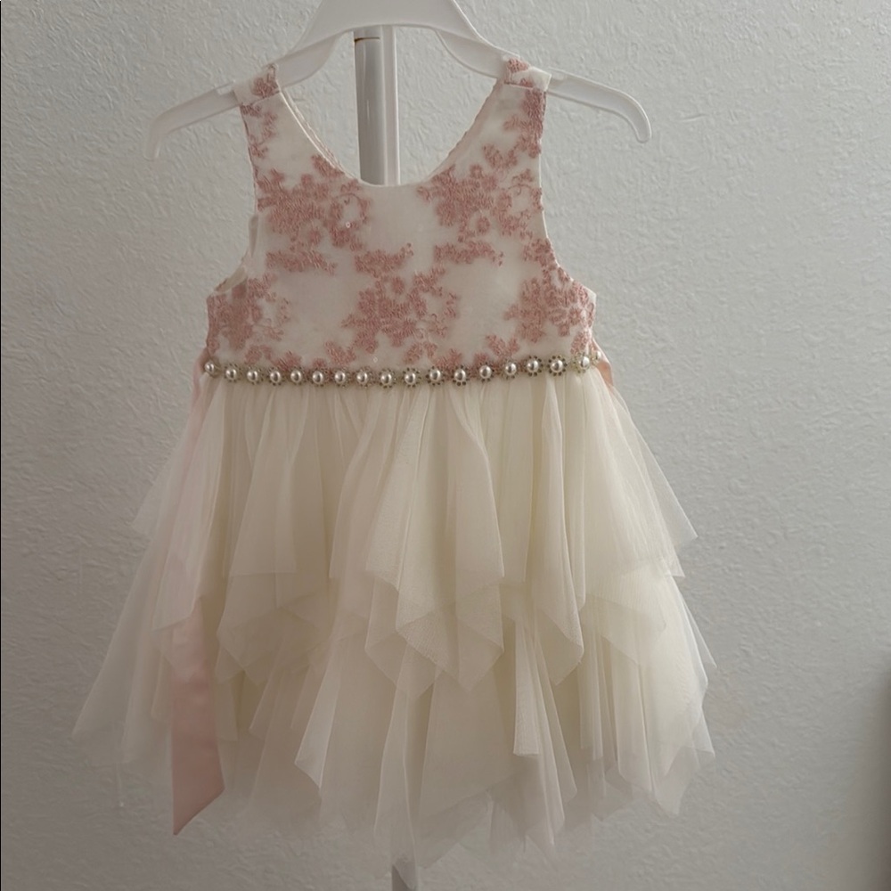 Elegant Cream and Pink Kids Dress